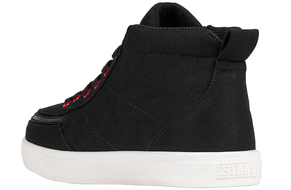 Black/Red Light Ups BILLY Classic D|R High Tops, suitable for diabetes, plantar fasciitis, and orthotics, with complete entry feature.