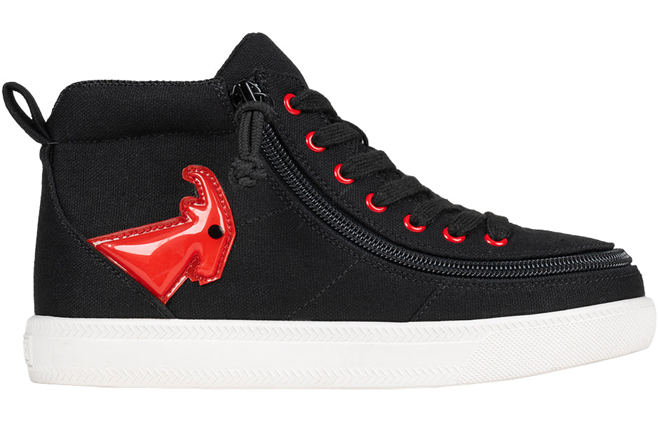Black/Red Light Ups BILLY Classic D|R High Tops, with functional laces, ideal for diabetes, plantar fasciitis, and wider feet needs.