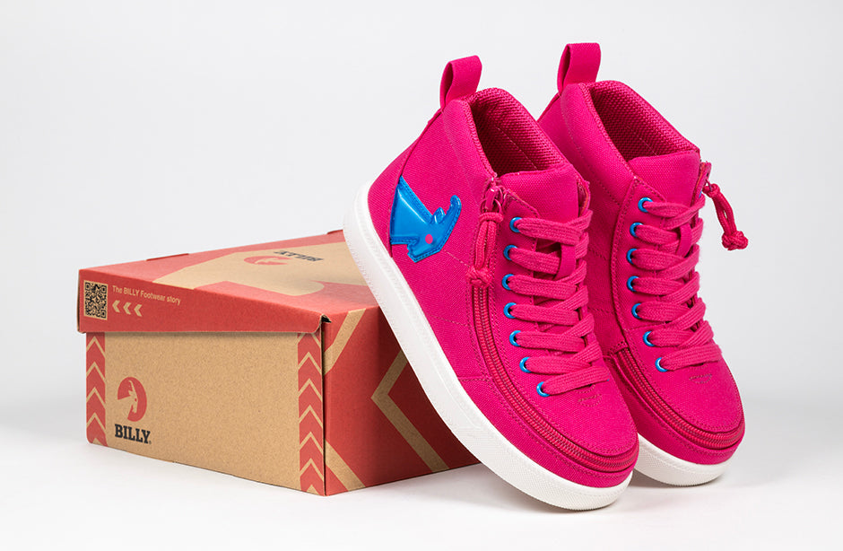 Pink/Blue Light Ups BILLY Classic D|R High Tops for diabetes, plantar fasciitis, bunions, wide and extra wide feet, and orthotics.