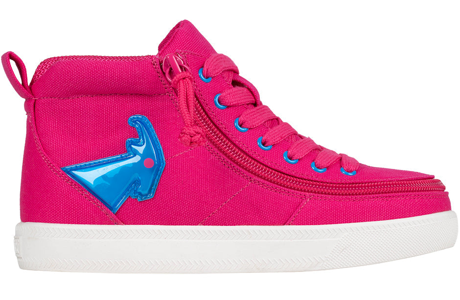 Pink/Blue Light Ups BILLY High Tops for Diabetes, Plantar Fasciitis, bunions, wide feet, wheelchair use, and orthotics.