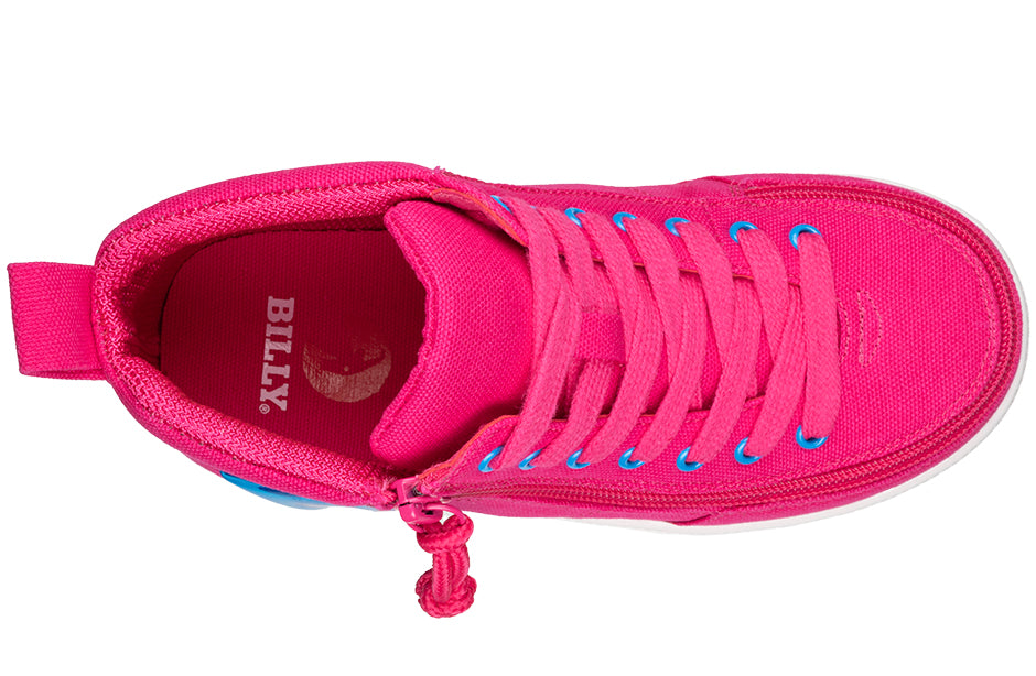 Pink/Blue Light Ups BILLY Classic High Tops, diabetic shoes with functional laces, wide fit options for orthotics and wheelchair users.