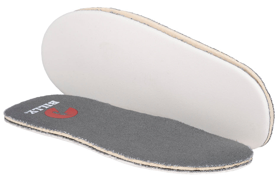 Two BILLY shoe insoles, designed for comfort and support, suitable for wide feet and diabetic needs.