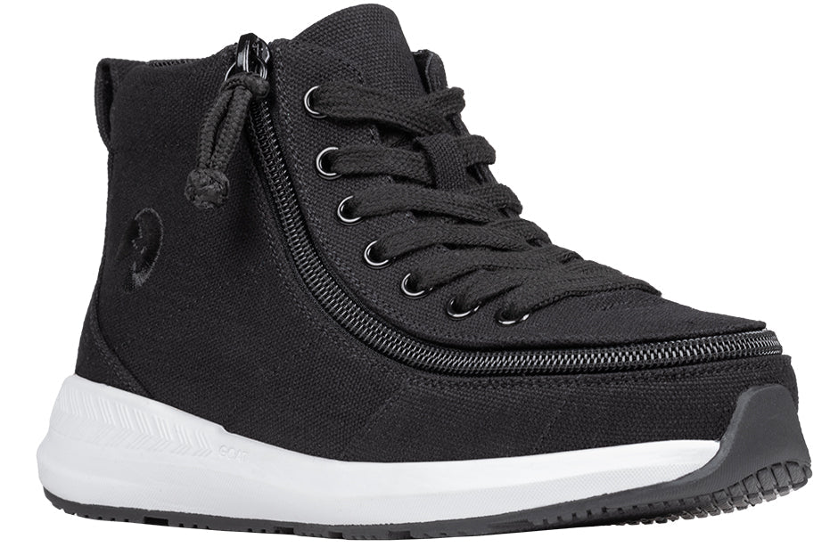 Black BILLY Goat AFO-Friendly High Top Shoes for diabetes, plantar fasciitis, bunions, wide feet, wheelchair use, and orthotics.
