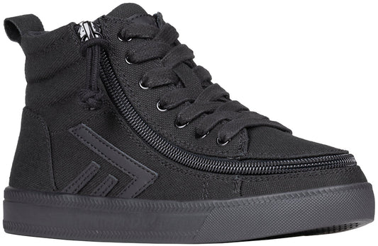 Black BILLY CS 2.0 High Top shoes for diabetes, plantar fasciitis, bunions, and orthotics with zip and lace features for comfort.