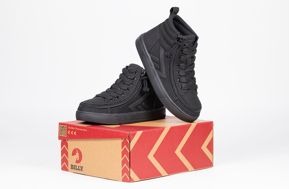 Black to the Floor BILLY CS 2.0 High Tops, perfect shoes for diabetes, plantar fasciitis, bunions, wide feet, and orthotics.