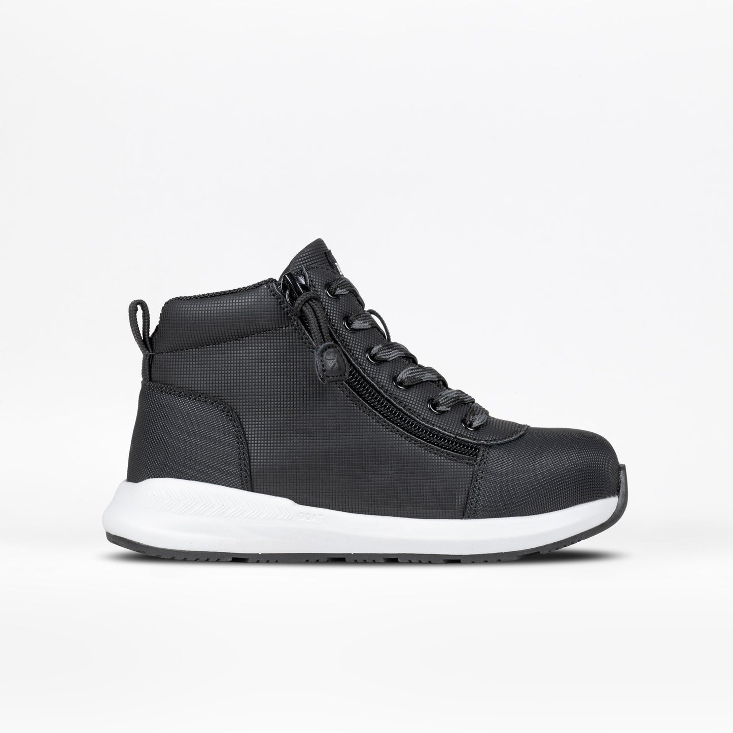 Rugged Black BILLY Goat Dual Zipper High Tops CPMA Certified AFO-Ready