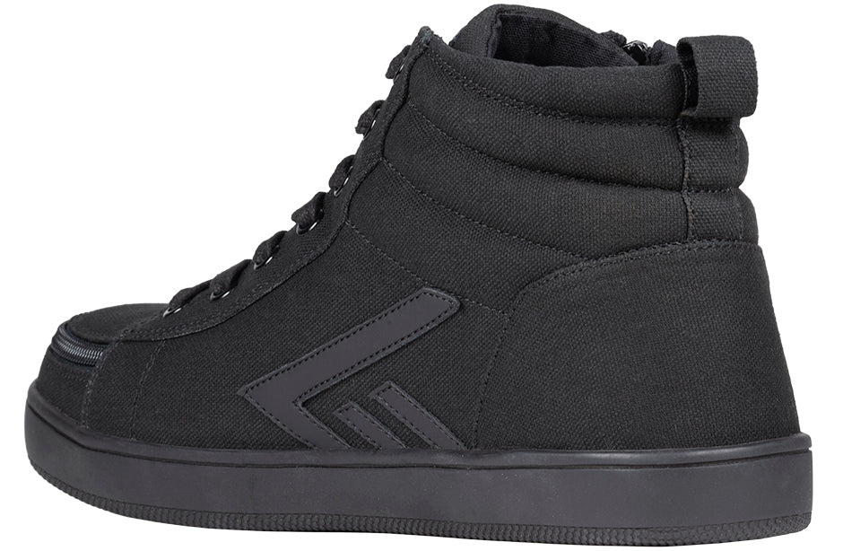 Men's Black to the Floor BILLY CS 2.0 High Tops, ideal shoes for diabetes, plantar fasciitis, bunions, and orthotics support.