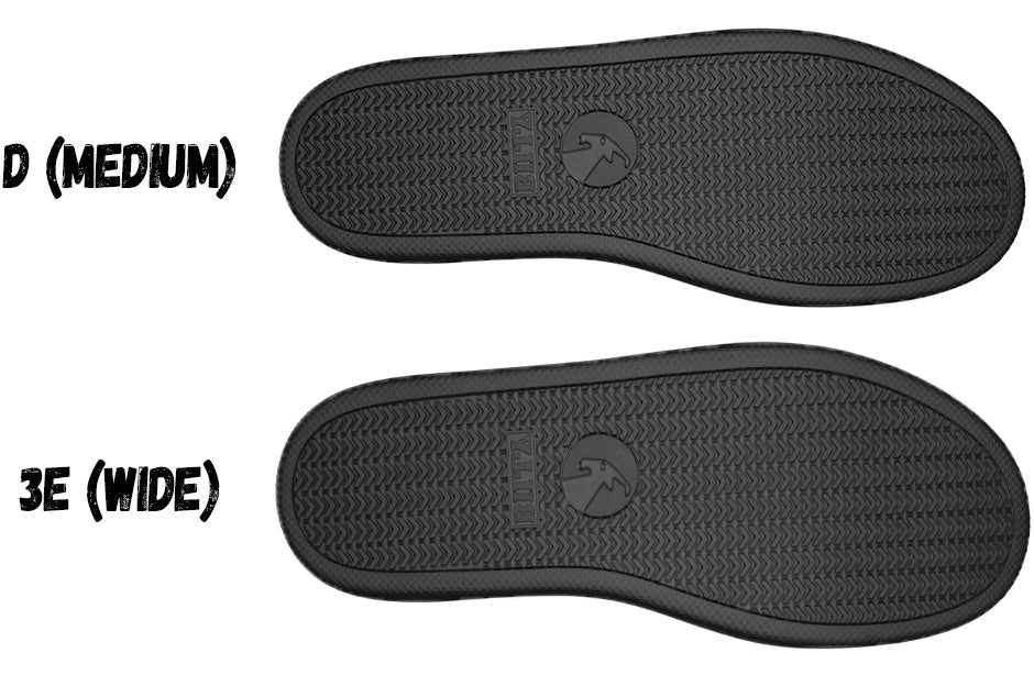 Black shoe soles for Billy CS 2.0 High Tops in medium (D) and wide (3E) sizes, suitable for orthotics and wide feet.