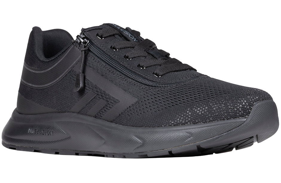 Men's Black Athletic Sneakers with Zipper, ideal for Diabetes, Plantar Fasciitis, and Orthotics, suitable for wide and extra wide feet.