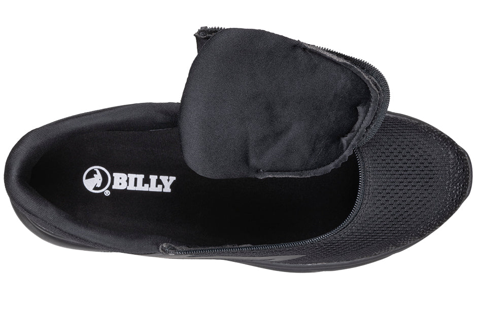 Men's Black BILLY Sport Inclusion Athletic Sneakers with innovative zipper, suitable for diabetes, plantar fasciitis, and wide feet.
