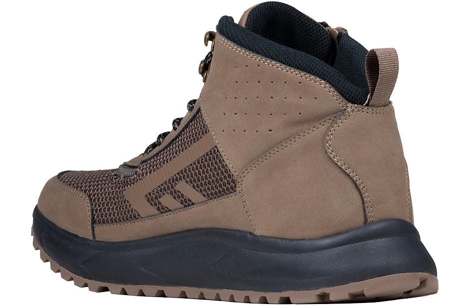 Men's Taupe BILLY Inclusion Trail Boots with innovative zipper, ideal for diabetes, plantar fasciitis, bunions, and orthotics.