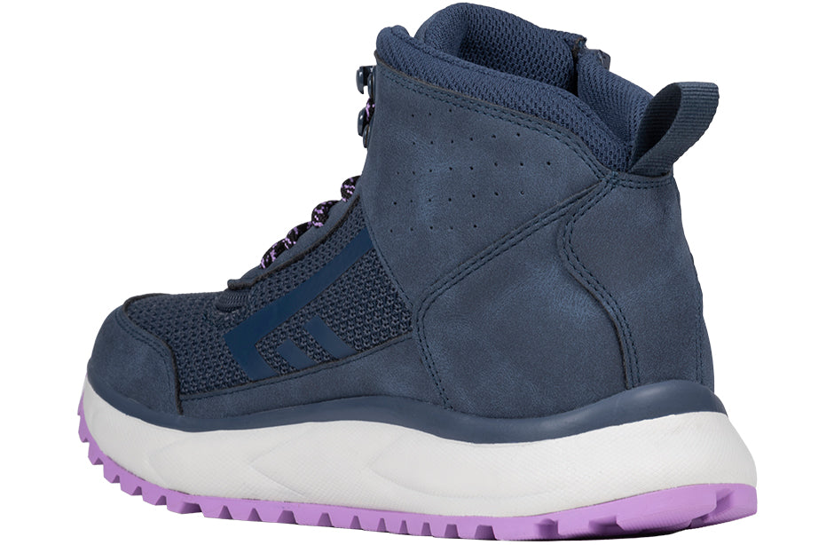 Women's Navy/Purple BILLY Inclusion Trail Boots, ideal for diabetes, plantar fasciitis, wide and extra-wide feet, orthopedic support.