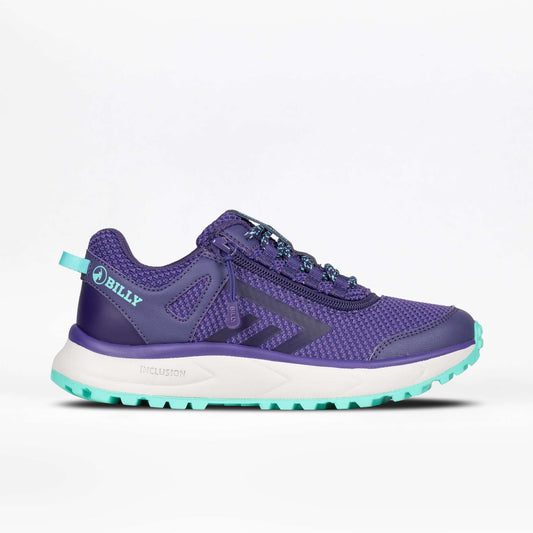 Women's Purple/Mint BILLY Inclusion Trail shoes for diabetes and plantar fasciitis, ideal for wide feet and orthotics.