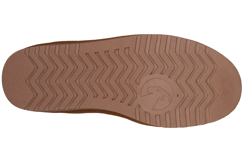 Durable rubber outsole of Women's Chestnut BILLY Cozy Quilt Boots, designed for comfort and support in shoes for wide feet and orthotics.