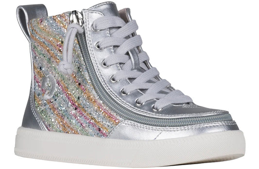 Silver Rainbow BILLY Classic Lace High Tops with zipper, ideal for diabetes, wide feet, and orthotics comfort