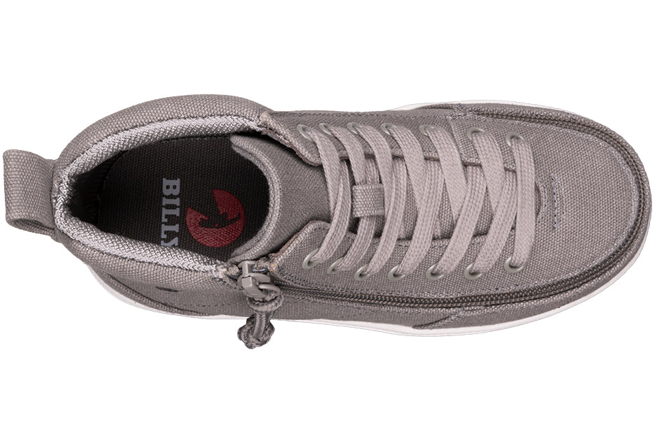 Dark grey BILLY Classic DR II high tops top view, featuring zipper closure, perfect for diabetes, plantar fasciitis, and wide feet comfort.
