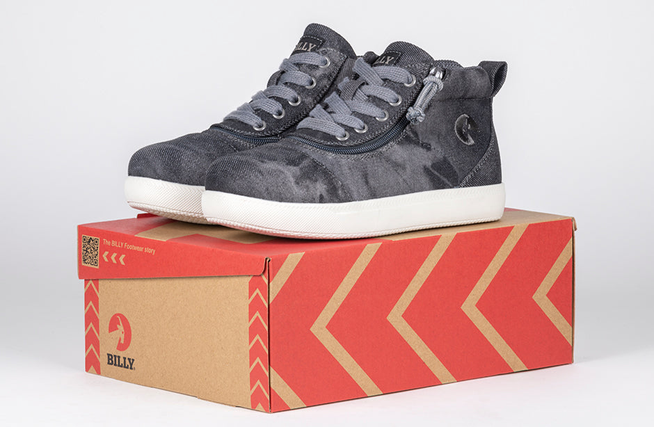 Black Acid Wash D|R II Short Wrap High Tops - Perfect shoes for diabetes, plantar fasciitis, bunions, wide and extra wide feet.