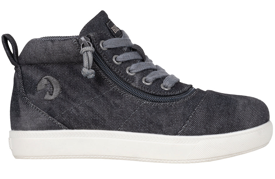 Black Acid Wash BILLY D|R II Short Wrap High Tops featuring innovative zipper for diabetes, plantar fasciitis, and wide feet.