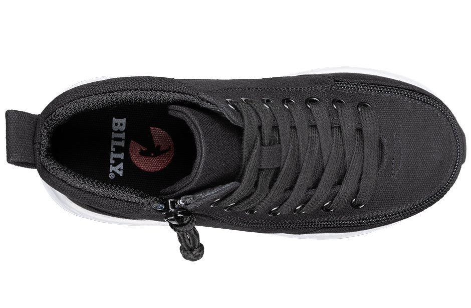 Black BILLY Goat Classic High Top AFO-Friendly Shoes with zipper, ideal for diabetes, plantar fasciitis, bunions, and wide feet.