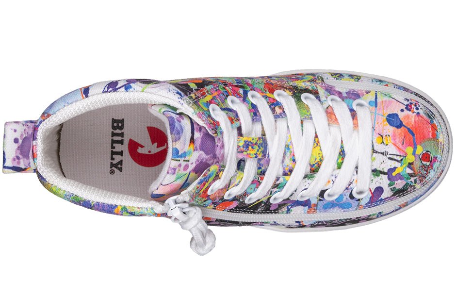 Lilia's Eye Candy BILLY High Tops with colorful art by Lilia Munn, featuring zipper design for diabetic, plantar fasciitis, wide feet.