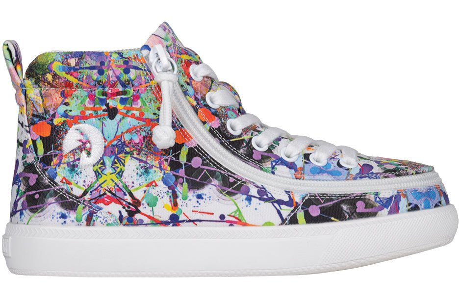 Lilia's Eye Candy BILLY Classic D|R II High Tops with colorful artwork, zipper design, ideal for wide feet, orthotics, and diabetics.