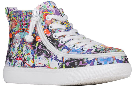Lilia's Eye Candy BILLY High Tops featuring art by Lilia Munn, inclusive zipper design, ideal for diabetics, orthotics, and wide feet.
