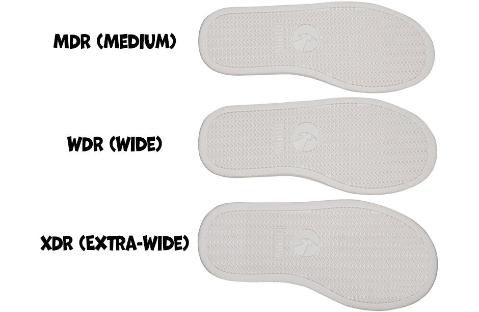 Insole size options for BILLY Lilia high tops: Medium (MDR), Wide (WDR), Extra-Wide (XDR) for diabetic and orthotic support shoes.