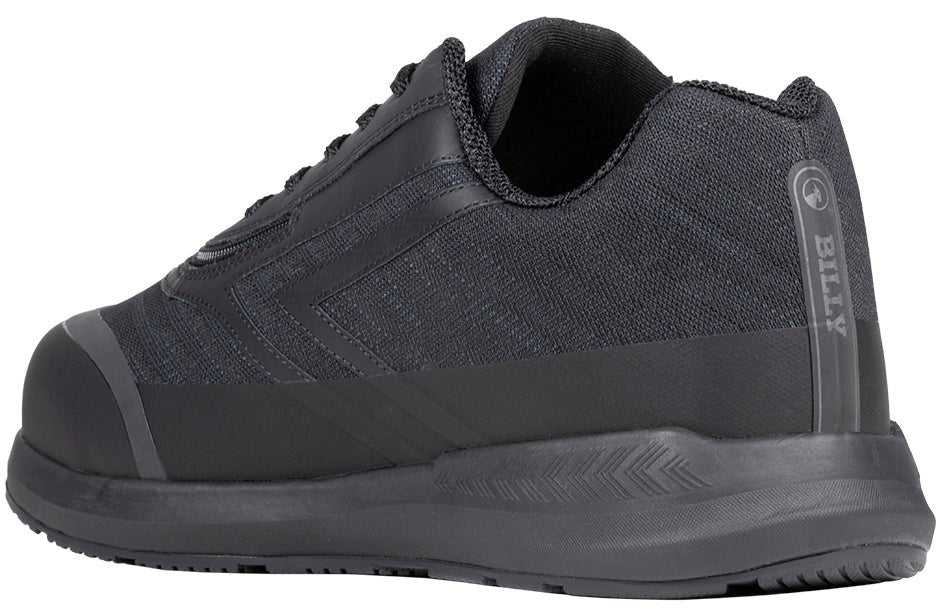 Men's Black BILLY Goat AFO-Friendly Shoes with zipper closure, ideal for diabetics, plantar fasciitis, bunions, and orthotics.