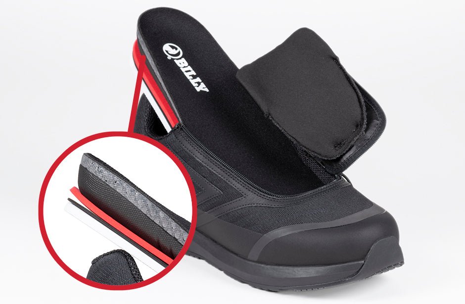 Men's Black BILLY Goat AFO-Friendly Shoes with adjustable depth insoles, ideal for diabetes, plantar fasciitis, and orthotics.