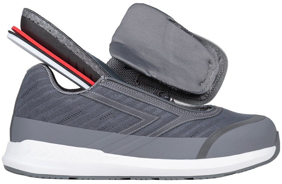 Men's Charcoal BILLY Goat AFO-Friendly Shoes with removable insoles and zipper for diabetes, plantar fasciitis, and orthotics.