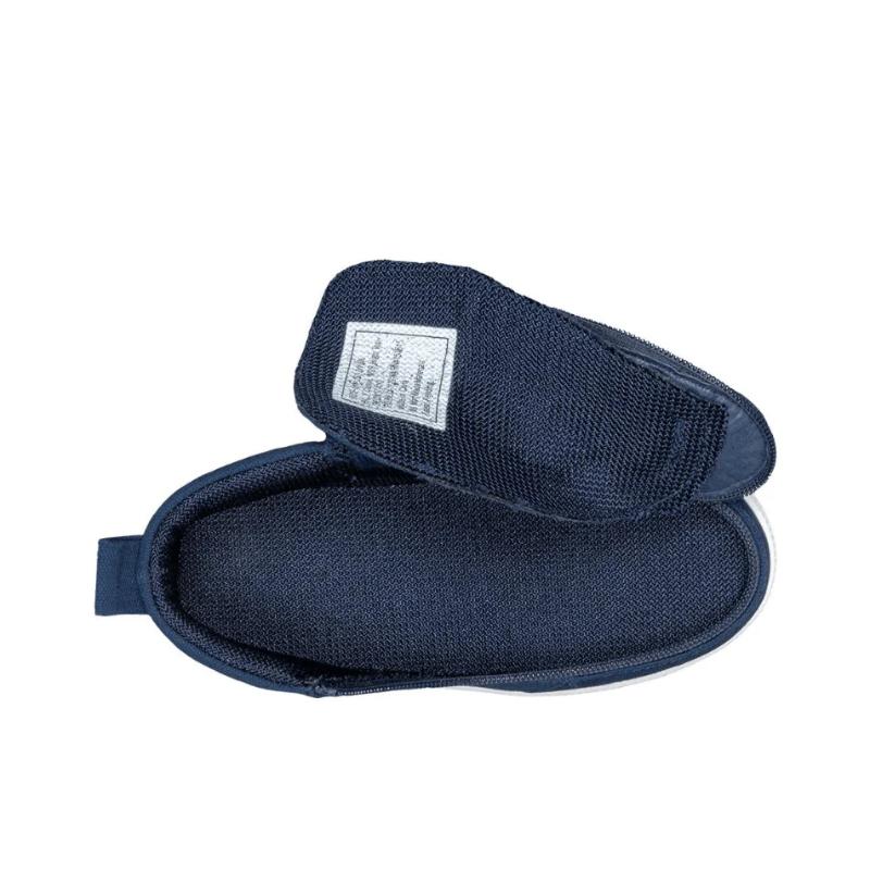 Open view of Navy BILLY Classic D|R High Tops, showcasing easy access upper; ideal shoes for diabetes, plantar fasciitis, and wide feet.