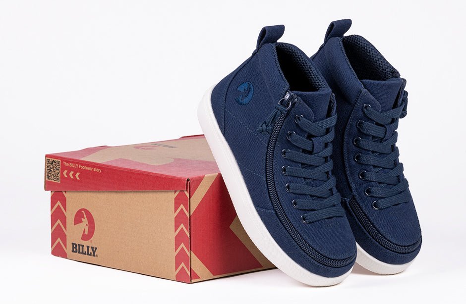 Navy BILLY Classic D|R II High Tops, shoes for diabetes, plantar fasciitis, bunions, wide feet, extra wide feet, and wheelchair use.