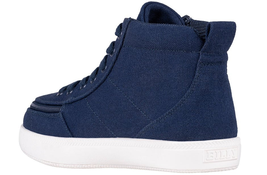 Navy BILLY Classic D|R II High Tops with wide and extra-wide options, ideal for diabetes, plantar fasciitis, bunions, and orthotics.