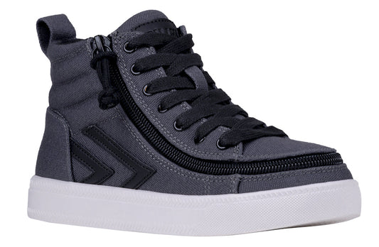 Charcoal/Black BILLY CS 1.0 Sneaker High Tops with wraparound zipper, ideal for diabetes, plantar fasciitis, bunions, and orthotics.