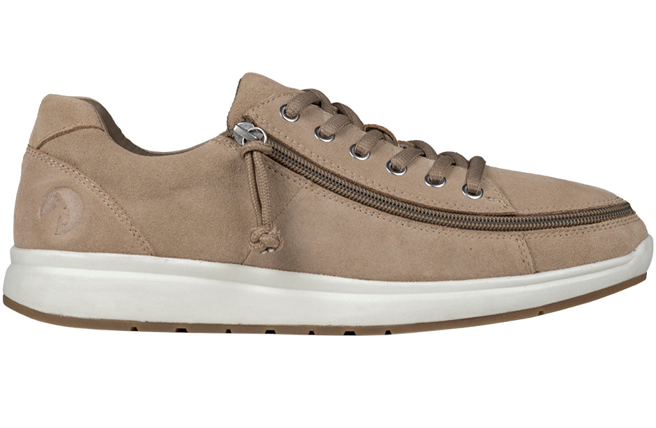 Men's Tan Suede Comfort Shoes with Zipper, Ideal for Diabetics, Plantar Fasciitis, Bunions, Wide Feet, Orthotics