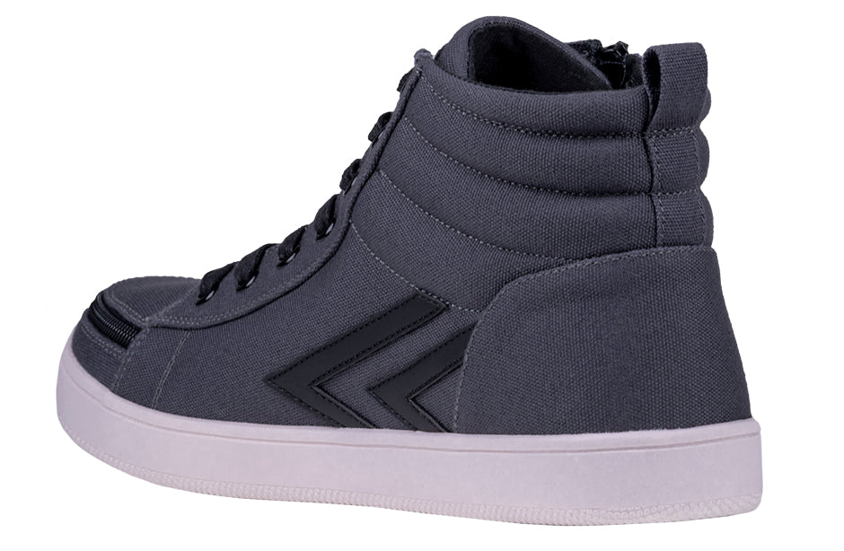 Men's charcoal/black BILLY CS 1.0 sneaker high tops, ideal shoes for diabetes, plantar fasciitis, wide feet, and wheelchair use.