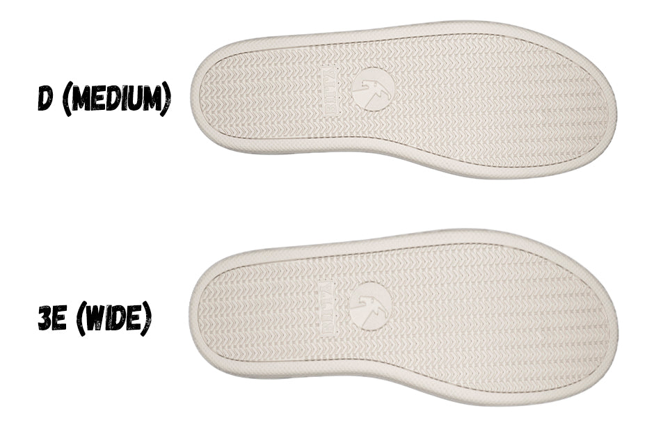 Comparison of D (medium) and 3E (wide) insoles for Men's Charcoal/Black BILLY CS Sneaker High Tops, suitable for diverse foot needs.