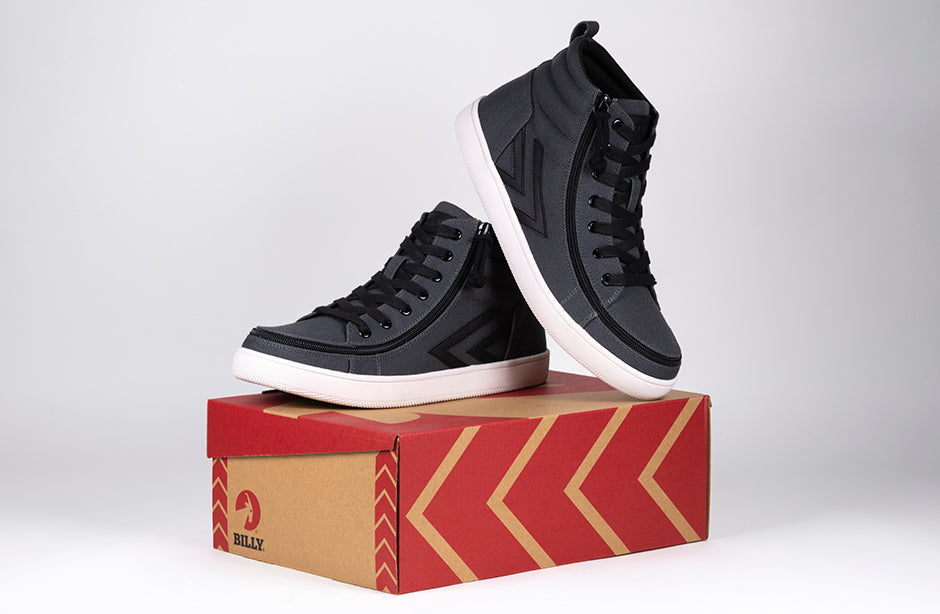 Men's Charcoal/Black BILLY CS 1.0 Sneaker High Tops, ideal for diabetic and orthotic needs, with extra wide fit and a convenient zipper.