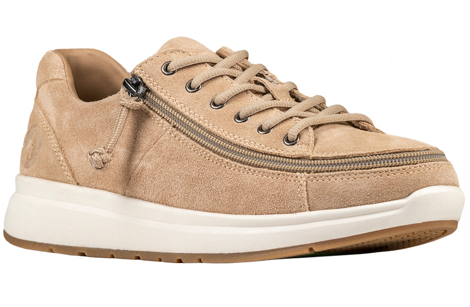 Women's Tan Suede Comfort Shoes with Zipper for Diabetes, Plantar Fasciitis, Bunions, Wide Feet and Orthotics Support