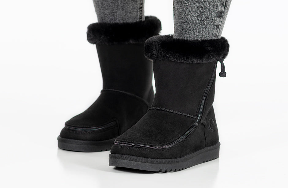 Women's Black BILLY Cozy Boots - comfortable shoes for diabetes, plantar fasciitis, bunions, wide and extra wide feet, orthotics use.