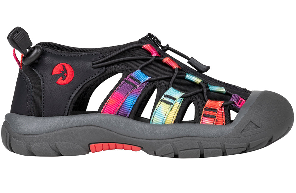 Tie Dye BILLY River Sandals with adjustable bungee and zipper closure for easy-on convenience, ideal for diabetes and plantar fasciitis support.