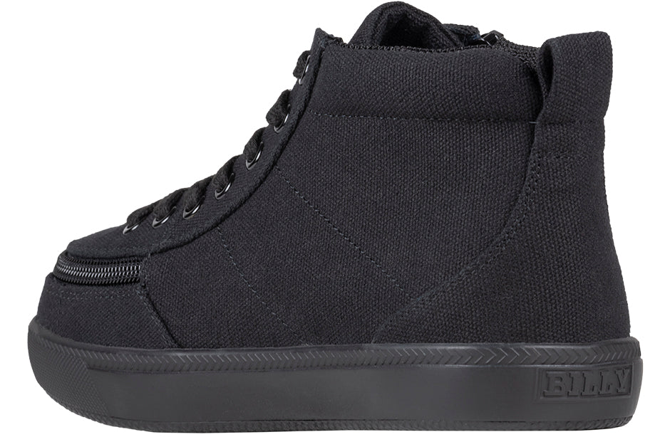 Black BILLY D|R II High Tops with zipper, suitable for diabetic shoes, plantar fasciitis, wide feet, wheelchair, orthotics.