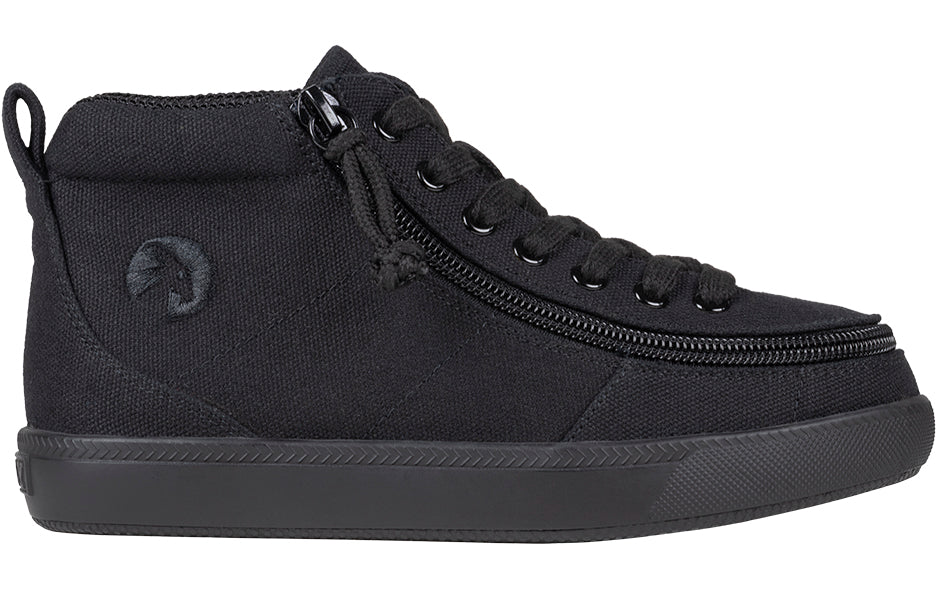 Black BILLY Classic D|R II High Tops with perimeter zipper, ideal shoes for diabetes, plantar fasciitis, and wide feet.
