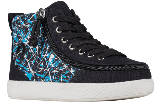 Black Graffiti BILLY DR II High Tops with zipper, designed for wide feet, bunions, diabetic friendly, plantar fasciitis support.
