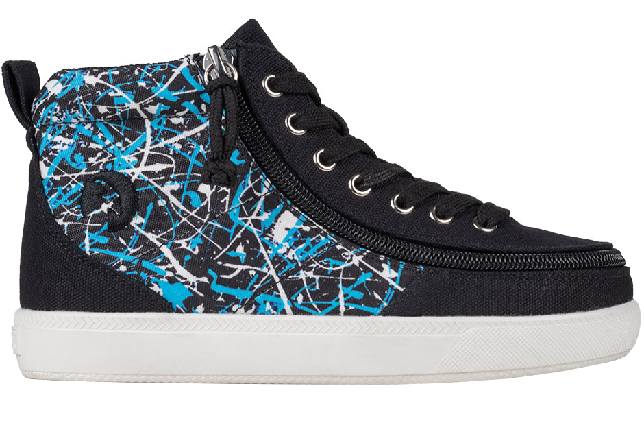 Black Graffiti BILLY Classic D|R II High Tops with zipper, ideal for diabetes, plantar fasciitis, bunions, wide and extra-wide feet.