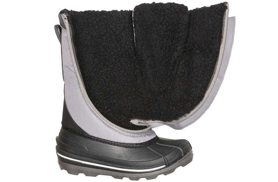 Black/Grey BILLY Ice Winter Boots with easy access design, ideal for wide feet, orthotics, diabetes, plantar fasciitis, and wheelchair use.