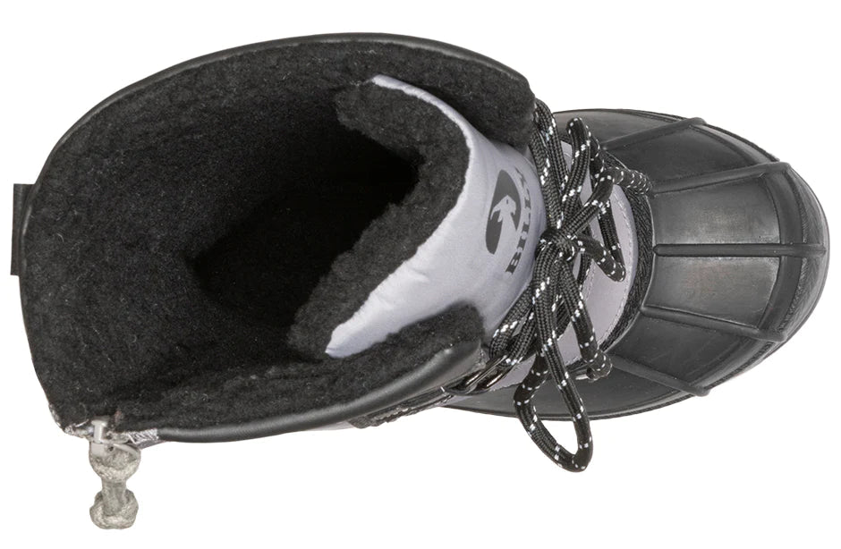 Top view of Black/Grey BILLY Ice II Winter Boots with insulation, ideal for diabetes, plantar fasciitis, and wide feet support.