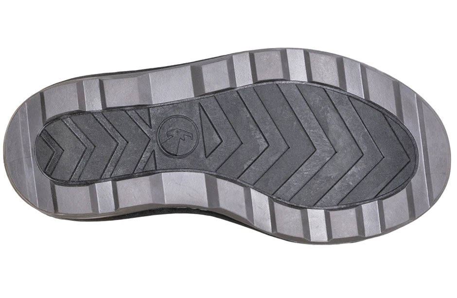 Tread design of Black/Grey BILLY Ice II Winter Boots ideal for diabetes, plantar fasciitis, bunions, wide and extra wide feet.