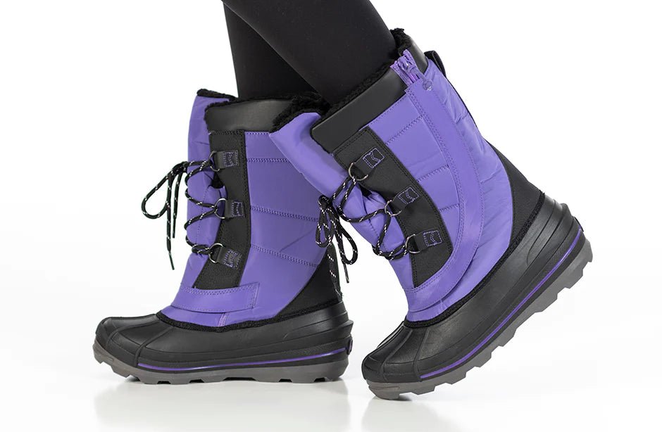Black/Purple BILLY Ice Winter Boots for warmth and comfort. Ideal for diabetes, plantar fasciitis, bunions, wide and extra wide feet.
