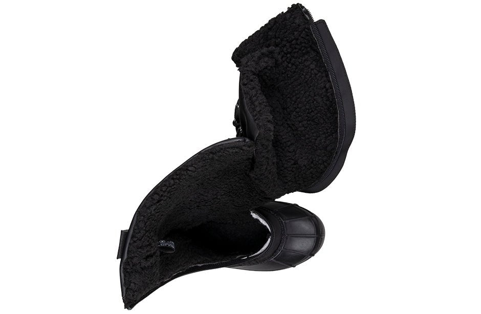Black Billy Ice II Winter Boot with easy access design, ideal for diabetes, plantar fasciitis, bunions, and orthotics.